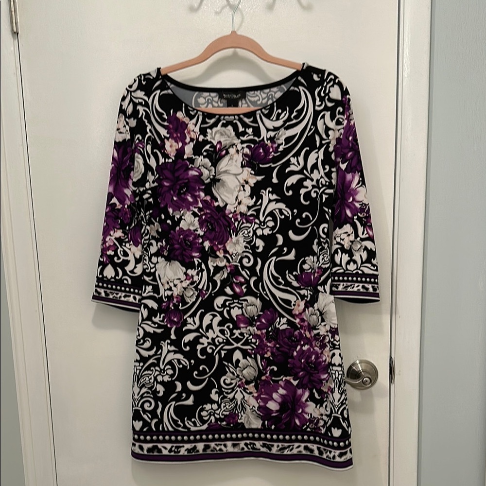White House Black Market Floral Dress - Black and White | Size Medium | WHBM